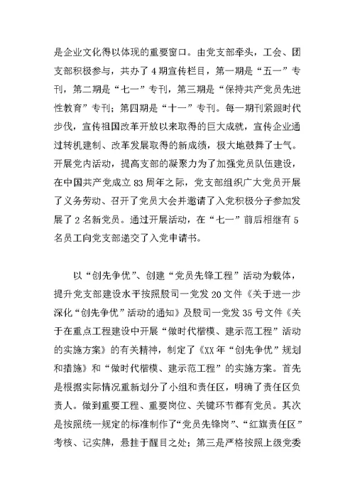 企业党小组工作总结