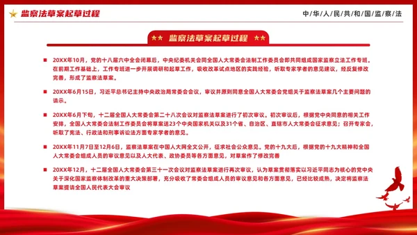 红色大气庄严监察法解读学习培训PPT条例监察