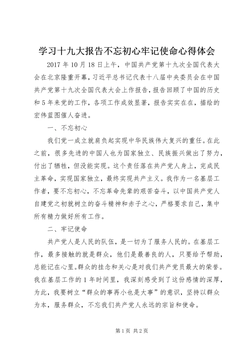 学习十九大报告不忘初心牢记使命心得体会.docx