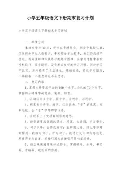 小学五年级语文下册期末复习计划.docx