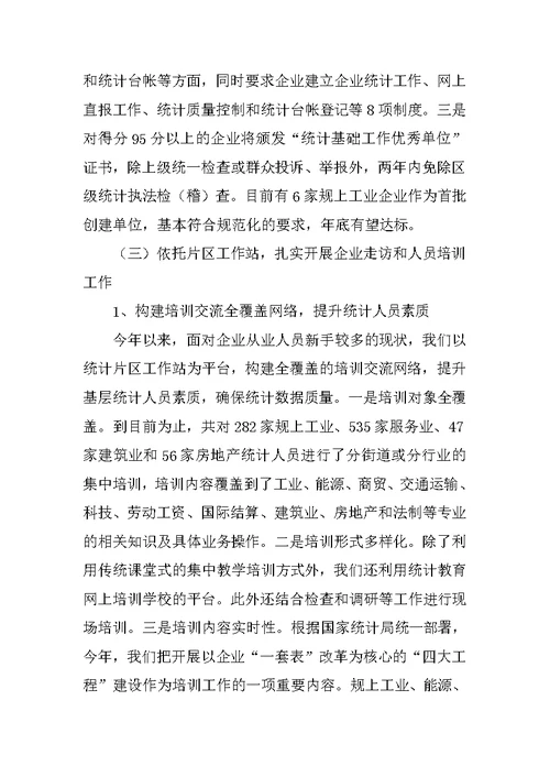 区统计局工作汇报