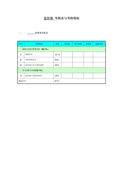 造价部考核表与考核指标.docx