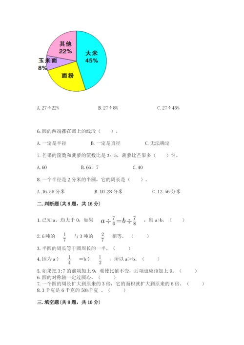 人教版小学六年级上册数学期末测试卷精品（典型题）.docx