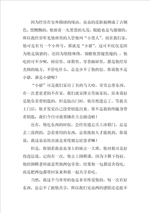 我的弟弟六年级作文