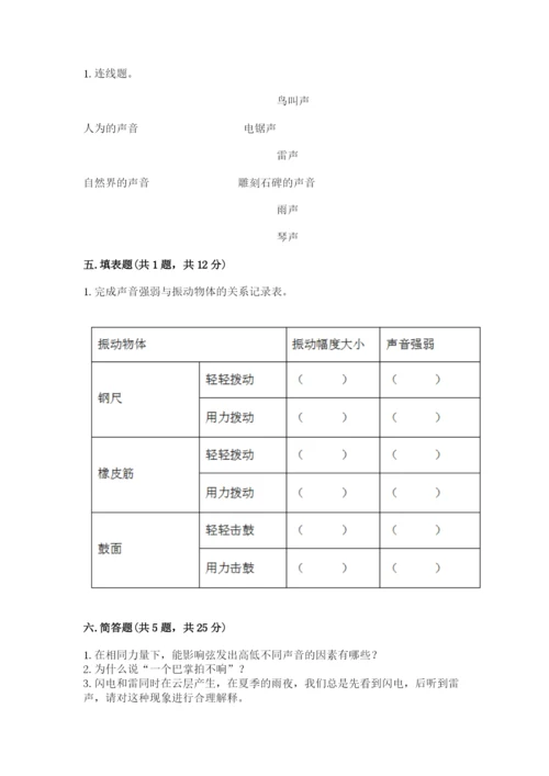 教科版科学四年级上册第一单元《声音》测试卷推荐.docx