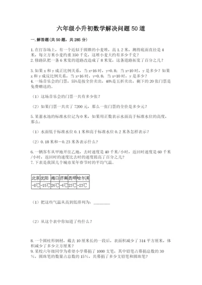 六年级小升初数学解决问题50道含解析答案.docx