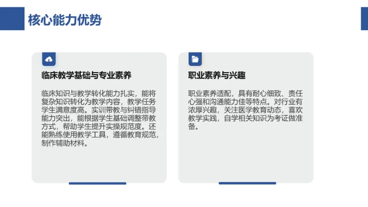 蓝色商务临床医学专业大学生求职个人能力综合展示职业生涯规划PPT模版