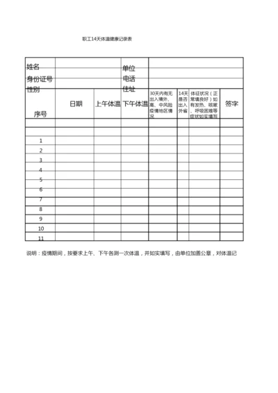 职工14天体温记录表.docx