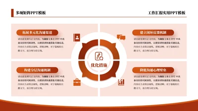 红色商务风4项矩阵PPT单页