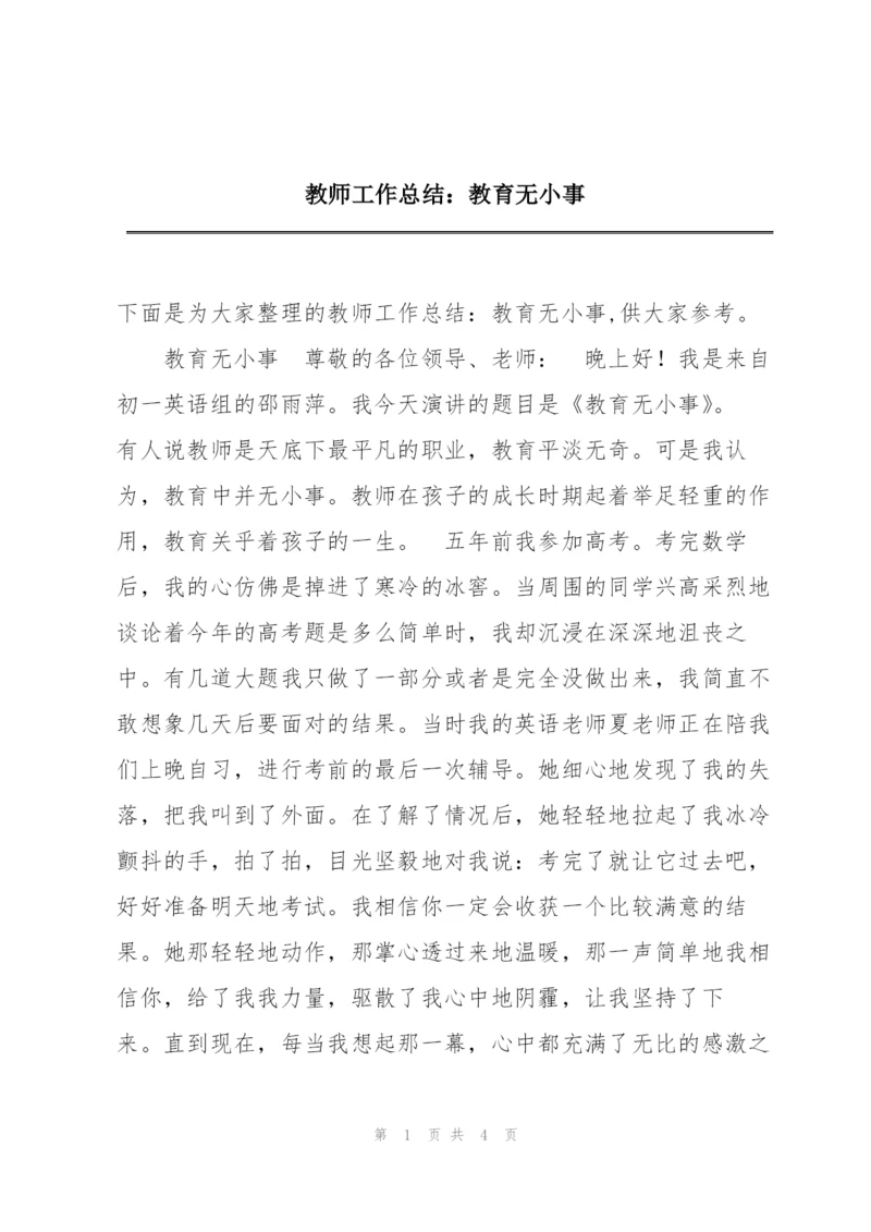 教师工作总结：教育无小事.docx