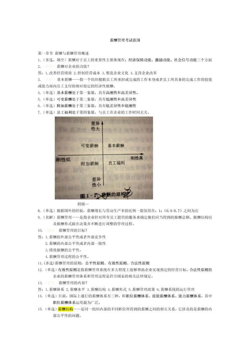 薪酬管理背诵版.docx