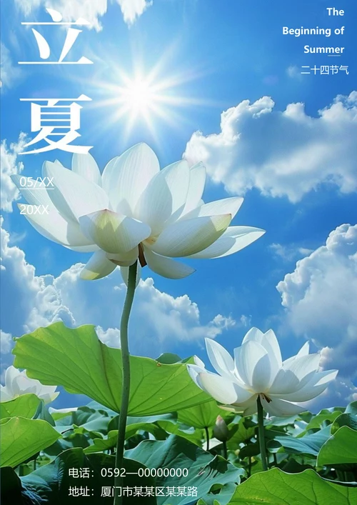 蓝天白云立夏节气海报