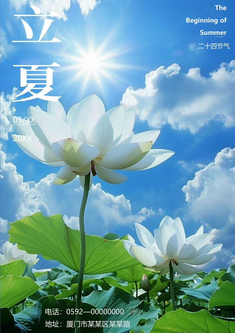 蓝天白云立夏节气海报