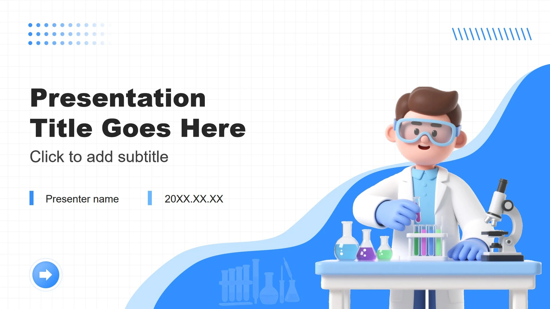 蓝色3D风工作汇报课题总结汇报PPT主题模板