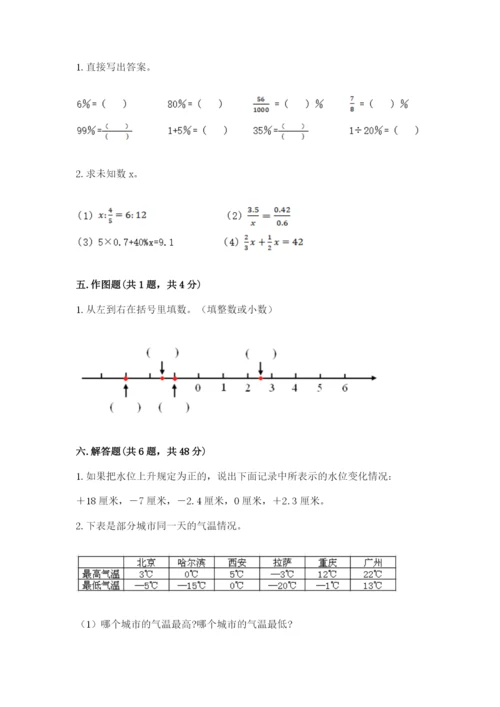 冀教版小学六年级下册数学期末综合素养测试卷附答案【夺分金卷】.docx