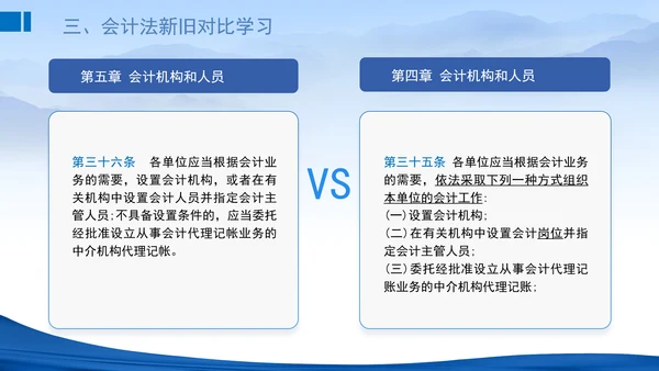 2024新修订中华人民共和国会计法新旧对比学习解读PPT