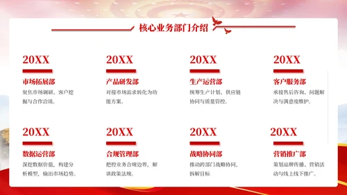 红色党政风818国有企业部门介绍PPT模板