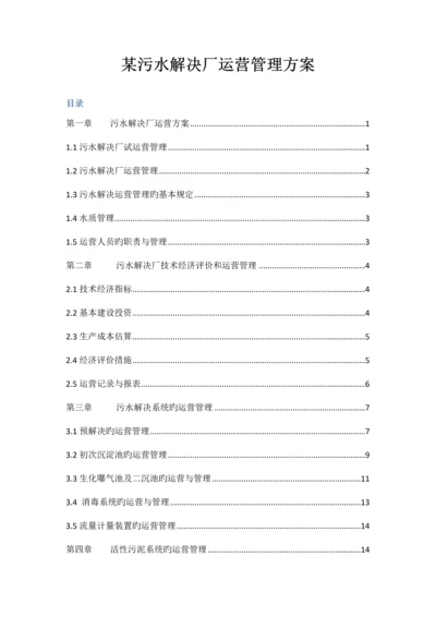 污水处理厂运营管理专题方案.docx