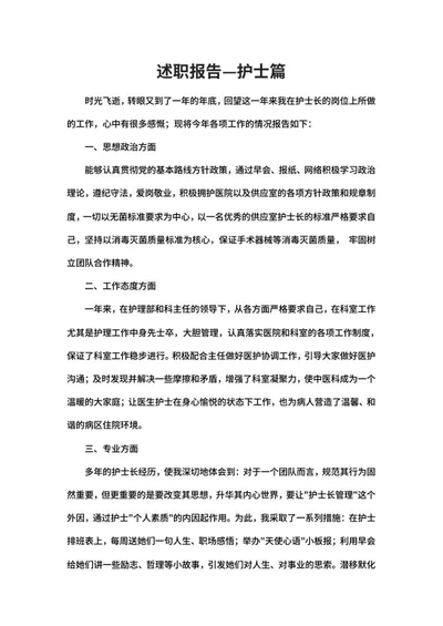 述职报告—护士篇word模板