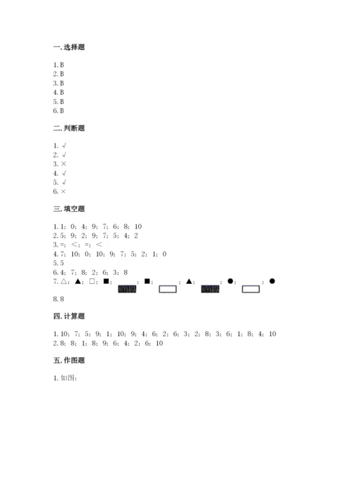 小学数学试卷一年级上册数学期末测试卷【中心小学】.docx