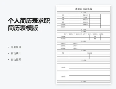 个人简历表求职简历表模版