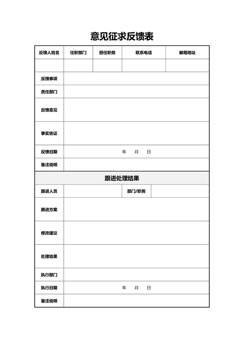 通用征求意见反馈表