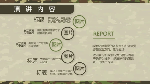 迷彩风八一军事部队军人述职报告动态PPT模板