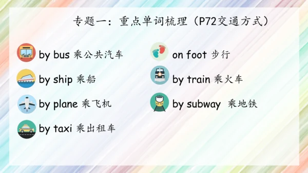 Unit2 Ways to go to school复习课件（共40张PPT）