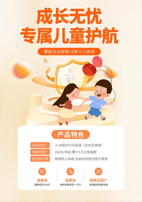 儿童成长保险产品宣传海报