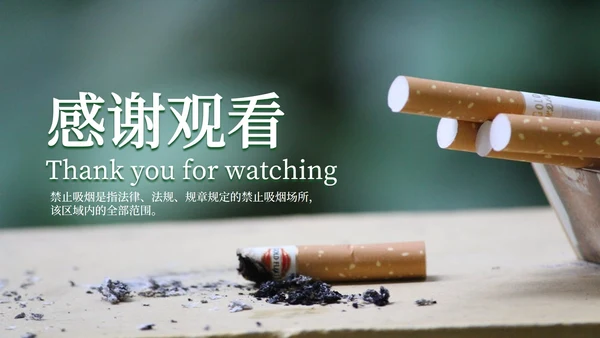 绿色简约杂志风世界无烟日PPT模板
