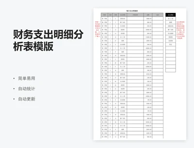 财务支出明细分析表模版