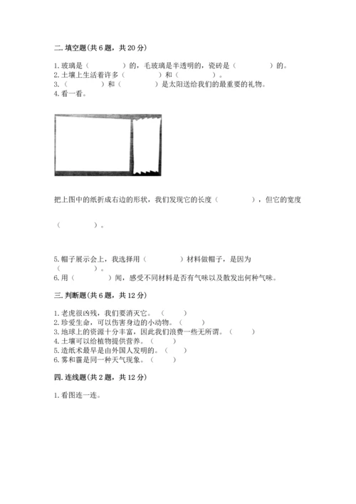 教科版二年级上册科学期末测试卷（模拟题）.docx