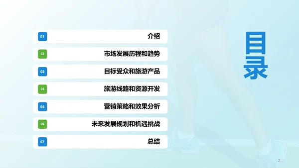 蓝色商务现代体育旅游市场分析PPT模板