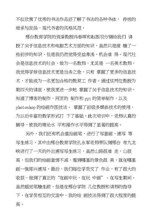 小学美术骨干教师培训工作总结