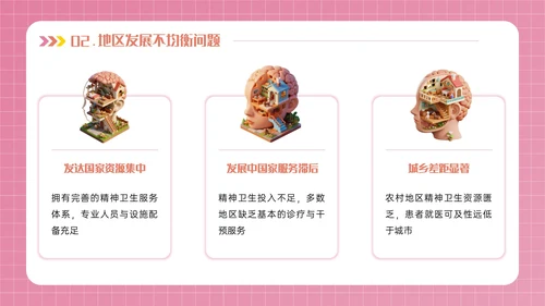 粉色3D立体风世界精神卫生日PPT模板