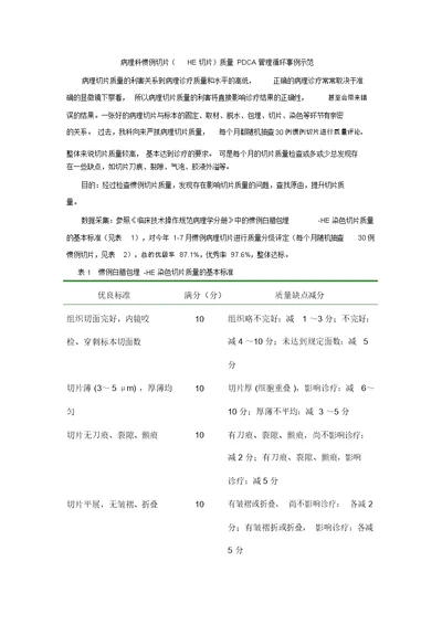病理科常规切片(HE切片)质量PDCA管理循环案例示范