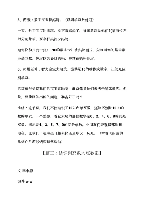 认识到双数大班教案.docx