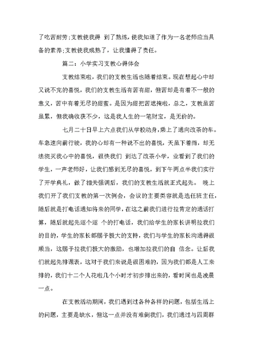 小学实习支教心得体会精选3范文