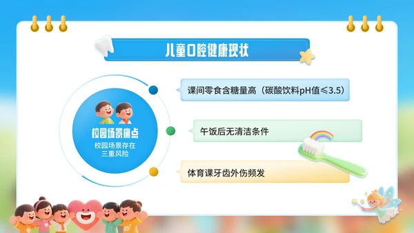 蓝色卡通风爱牙日口学校健康教育宣传PPT模板