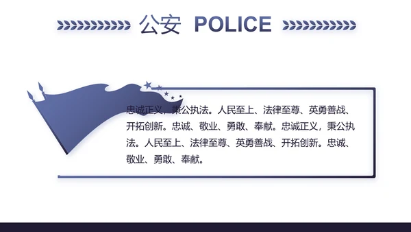 蓝色公安警察年终工作总结述职报告动态PPT