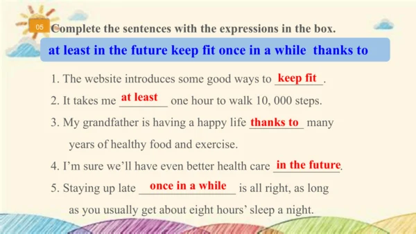Module 5 Look after yourself Unit 3 Language in us