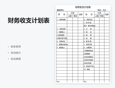 财务收支计划表