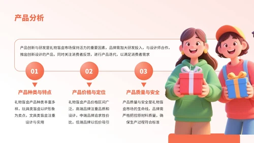 橙红色卡通风节日礼物盲盒销售分析报告