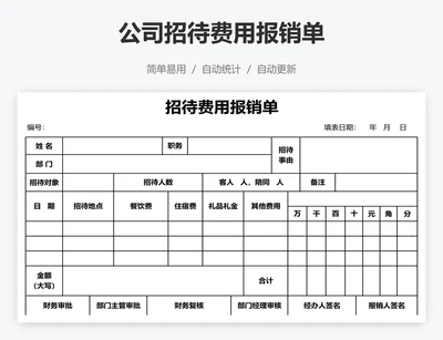 公司招待费用报销单