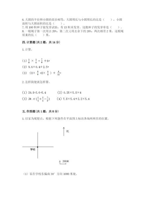 小学六年级上册数学期末测试卷及参考答案1套.docx