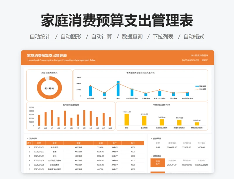 家庭消费预算支出管理表