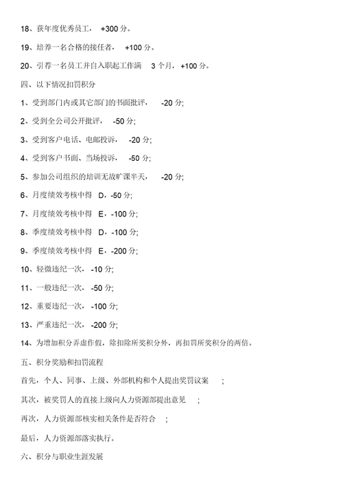 员工积分制度考核