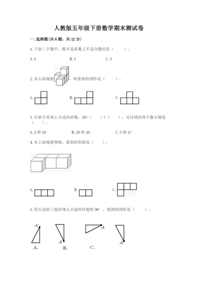 人教版五年级下册数学期末测试卷附答案【轻巧夺冠】.docx