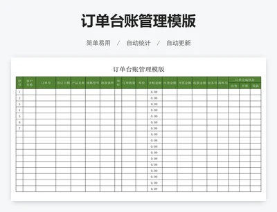 订单台账管理模版