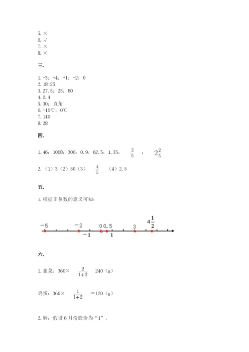 小学六年级数学摸底考试题附答案（巩固）.docx